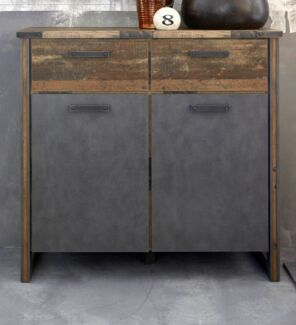 Kommode Prime in Used Wood Shabby und Matera grau 119 cm
