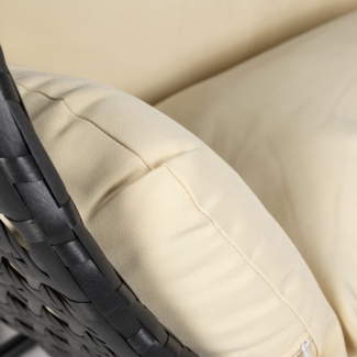HOME DELUXE Polyrattan Hängesessel nur Korb und Kissen TWIN DELUXE - Schwarz/Creme