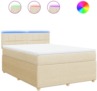 vidaXL Boxspringbett mit Matratze Creme 140x200 cm Stoff 3289784