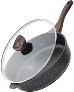 Antihaft Bratpfanne mit Deckel 30 cm Induktion Granitbeschichtung