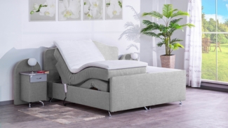 Meisterbetten Boxspringbett Epos 100x200 in W-Silver Grey, Matratzenbezug Nano, Ergoflex-Topper