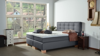 Meisterbetten Boxspringbett Wera 200x220 in KL-Fango, Matratzenbezug Nano, Komfortschaum-Topper