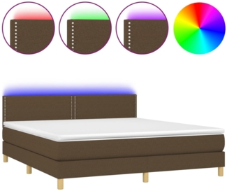 vidaXL Boxspringbett mit Matratze & LED Dunkelbraun 180x200 cm Stoff 3133656