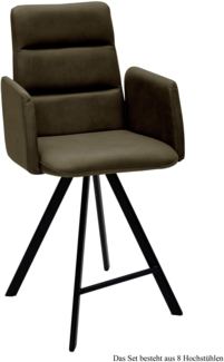 Thekenstuhl drehbar (8er-Set) Devonna 52x109x60 Schwarz/Cognac