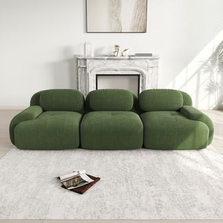 3-Sitzer-Sofa aus Premium-Cordstoff,modular kombinierbar rutschfest ohne Montage ergonomische Armlehnen und hochelastische Polsterung für Wohnzimmer und Schlafzimmer,Premium-Cordstoff,Green,
