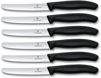 Victorinox - 6-tlg. Tafelmesser Set Swiss Classic mit Wellenschliff - Schwarz - spülmaschinengeeignet - rostfreier Edelstahl