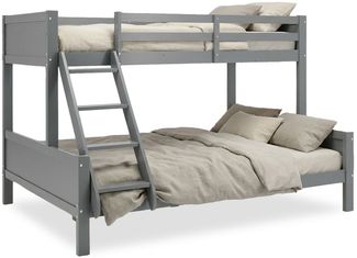 Kinderbett Etagenbett 90x200 und 140x200 Grau Holz Doppelstockbett Jugendbett Hochbett Stockbett