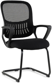 Konferenzstühle 2er Set Bürostühle mit atmungsaktivem Netzrücken Aufbewahrungskorb & integrierte Armlehnen Schwarz