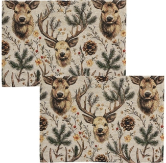 Erwin Müller Platzset Tischset "Hirsch" 2er-Pack, Gobelin Motiv