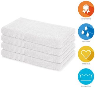 Lavea 4er Set Handtuch 50x100 cm, Frottierserie Elena, Weiß