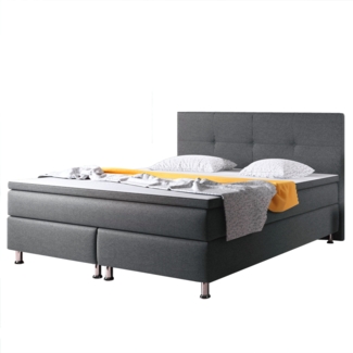 Boxspringbett Dallas 140x200 Webstoff Anthrazit