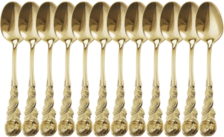 Espressolöffel Rosendekor, 12-teilig, Gold