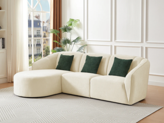 Vente-unique - Ecksofa - Ecke links - Strukturstoff - Beige - NETOMIA