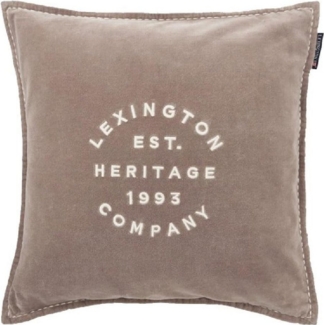 Lexington Kissenhülle LEXINGTON Kissenhülle Logo Organic Cotton Velvet Beige (50x50)