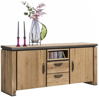 Sideboard Farmland, Holz, Holzwerkstoff, Metall, Holzfarben, 180 x 80 x 45 cm