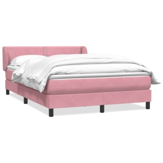 vidaXL Boxspringbett mit Matratze Rosa 140x220 cm Samt 3317486