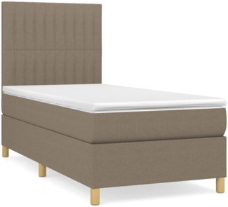 vidaXL Boxspringbett mit Matratze Taupe 100x200 cm Stoff 3142477