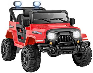 Elektrofahrzeug mit Fernsteuerung &Geländerädern &LED-Leuchten Truck Fahrspielzeug Rot