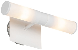 Qazqa Wandleuchte Bath, ohne Leuchtmittel, G9, Weiß, Modern, Stahl, 2-flammig