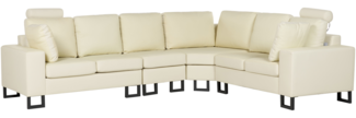 Ecksofa 6-Sitzer STOCKHOLM Echtleder Hellbeige linksseitig