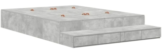 vidaXL Aufbewahrungsbettgestell Beton Grau 140 cm Holzwerkstoff 3335696