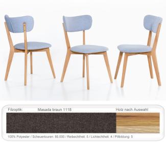 Holzstuhl Norina 12 Polsterstuhl Varianten Esszimmerstuhl Küchenstuhl Eiche bianco geölt, Masada braun