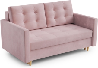 AX LIVING Spaxton 2 Sitzer Sofa Klein 155 Rosa Schlaffunktion Stauraum