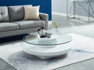 Vente-unique - Couchtisch - Glas Hochglanz - Weiß - RYHALI