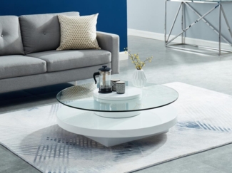Vente-unique - Couchtisch - Glas Hochglanz - Weiß - RYHALI