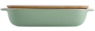 KitchenAid Auflaufform Stoneware, Keramik, Backofenform bis 260° inkl. Bambus Deckel mit extra breiter Gummilippe
