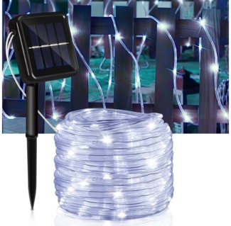 Clanmacy LED-Lichterschlauch Solar Lichterkette Lichtschlauch Beleuchtung Garten Party Deko Außen