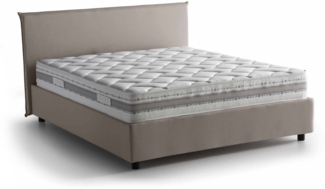 Dmora Doppelbett Aros, Bettkasten aus Stoff, Öffnung vorne, inklusive Matratze 140x200 cm, 100 % Made in Italy, taubenGrau