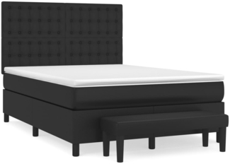 vidaXL Boxspringbett mit Matratze Schwarz 140x200 cm Kunstleder 3137665