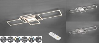 TRIO Leuchten LED Deckenleuchte MILA, Dimmfunktion, Memoryfunktion, Nachtlichtfunktion, LED fest integriert, Farbwechsler, Neutralweiß, Tageslichtweiß, Warmweiß, Deckenlampe inkl. Fernbedienung, dimmbar, 3000 - 6500K, 105xx42x6,5 cm