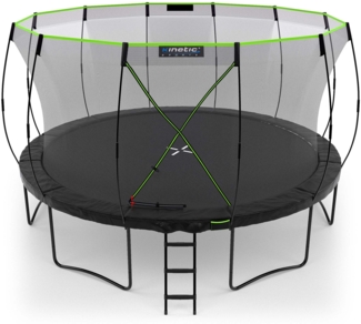 KINETIC SPORTS Premium Outdoor Trampolin 'Ultimate Pro' für Kinder und Erwachsene, AirMAXX Sprungtuch, mit Leiter, Fieberglas, bis zu 160 kg, Kürbis-Design, Ø 427 cm