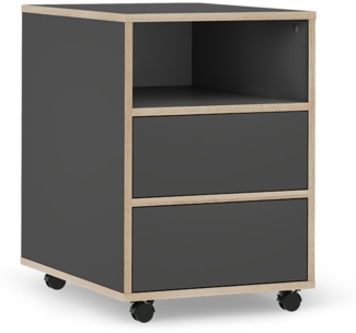 Rollcontainer Tetrix Anthrazit 42 x 55 cm mit Regalen und 2 Schubladen Vicco