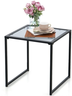 KOMFOTTEU Gartentisch Beistelltisch, aus gehärtetem Glas & Metall