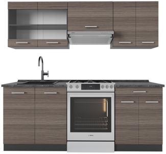 Küchenzeile R-Line Edelgrau/Anthrazit 200 cm , AP Anthrazit Vicco