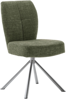 2er Set Esszimmerstuhl Kea - Olive / Edelstahl
