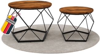 Coemo Couchtisch Duett 2-er Set stillvolle Metallbeine in Braun