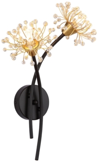 Wandleuchte, Kristalle, Blumen, gold, schwarz, H 44,5 cm