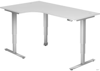 Schreibtisch 200 x 120 x 62-127cm weiß/silber elektrisch höhenv