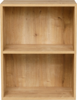 furni24 Breites Bücherregal mit 2 Fächern, Holzregal, Würfelregal, Aufbewahrungsregal, Saphir Eiche, 60 x 31 x 77h