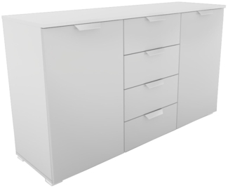 Kommode Antigua / Aditio-B/2-ALU , Holzwerkstoff , Weiß , 140 x 81 x 42 cm