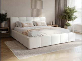 Compleo Polsterbett modern und elegant, Designerbett, Wolkenbett LARAS (TOPSELLER Stauraumbett MADE IN EU), mit Bettkasten und Lattenrost