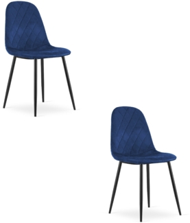 Valora DAPI Marineblauer Samtstuhl mit Metallbeinen x2