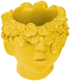 Viana Übertopf Pflanzkopf Büste Gelb Polyresin Übertopf 13,5×13×14cm