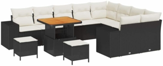 vidaXL Garten-Sofa-Set 12 pcs Schwarz, Creme 80 x 80 x 71 cm 3363990