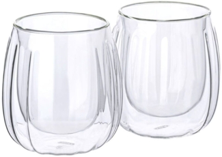 Mulex Latte-Macchiato-Glas Mulex Gläser Set Manhattan, 2-tlg, Borosilikatglas, doppelwandig, ideal f. Kaffee, Cappuccino, Latte Macchiatto, 2tlg
