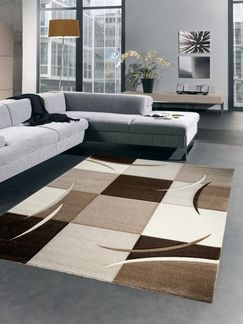 Carpetia Teppich Designer Teppich Wohnzimmerteppich braun beige creme mocca, rechteckig, Höhe: 13 mm